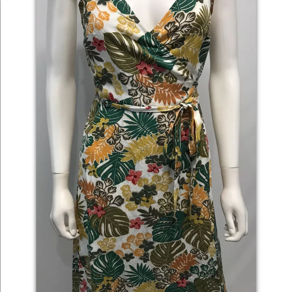 Loft Wrap Dress NEW Midi Linen Casual Tropical Summer NWT MSRP $79 XS,S